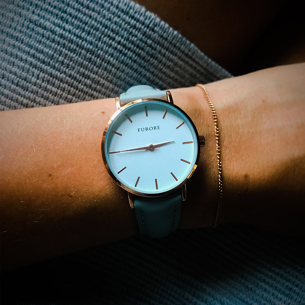 Furore FS 1604 Leather strap Grey - 16mm