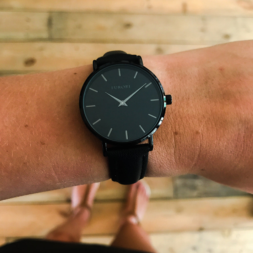 Furore FS 1606 Leather strap Black - 16mm