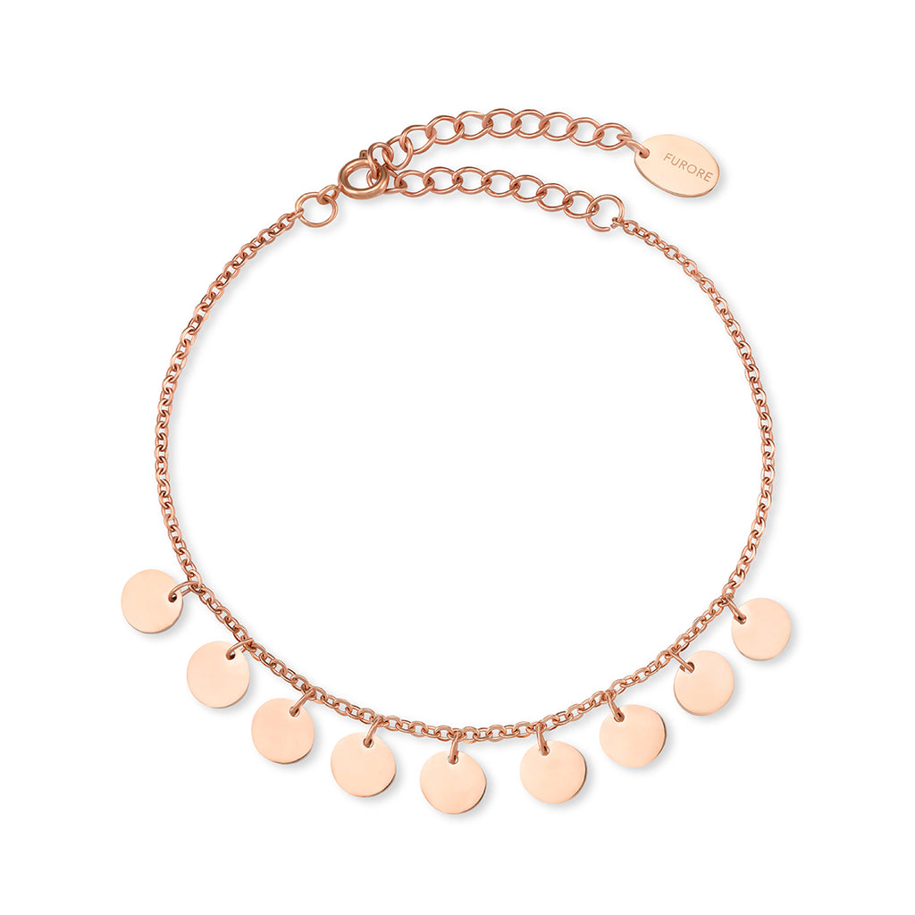 Furore FJ 2310 Rosgoldplated Stainless steel bracelet with dangling charms